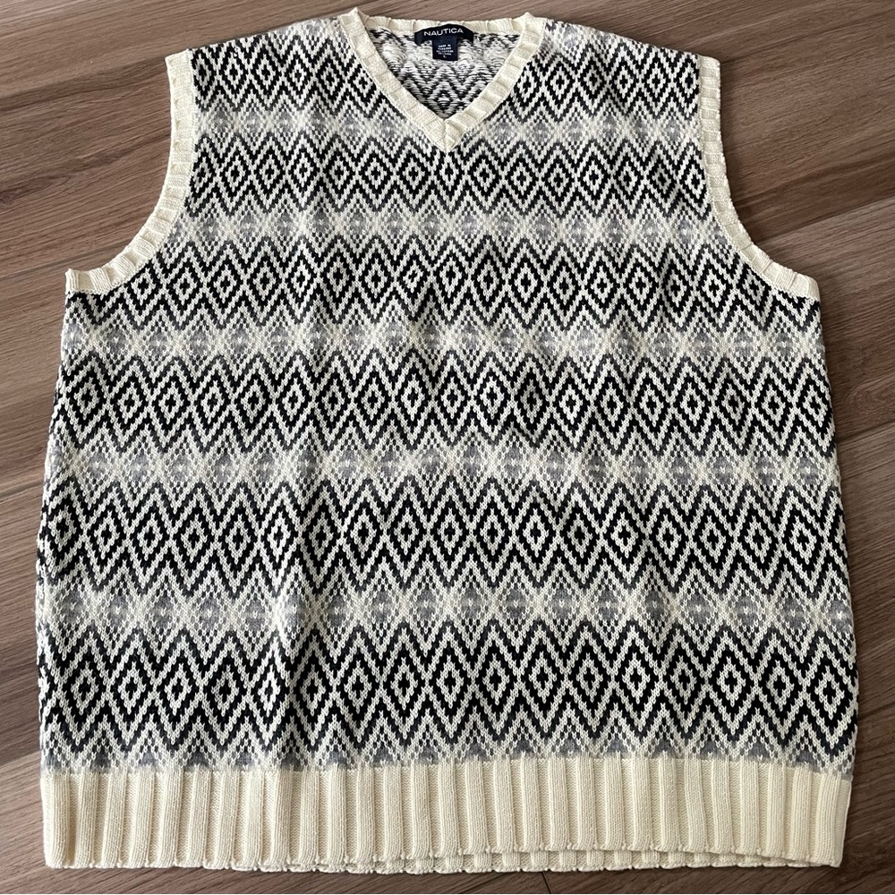 Vintage Nautica Wool Fair Isle Sweater Vest